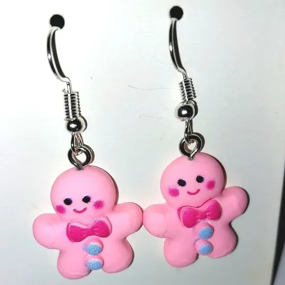 Super cute Handmade festive gingerbread holiday earrings - Picture 2 of 4